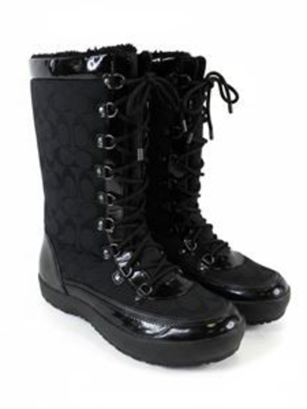 Coach Peggy Black Lace Up Winter Boots Size 10B Women